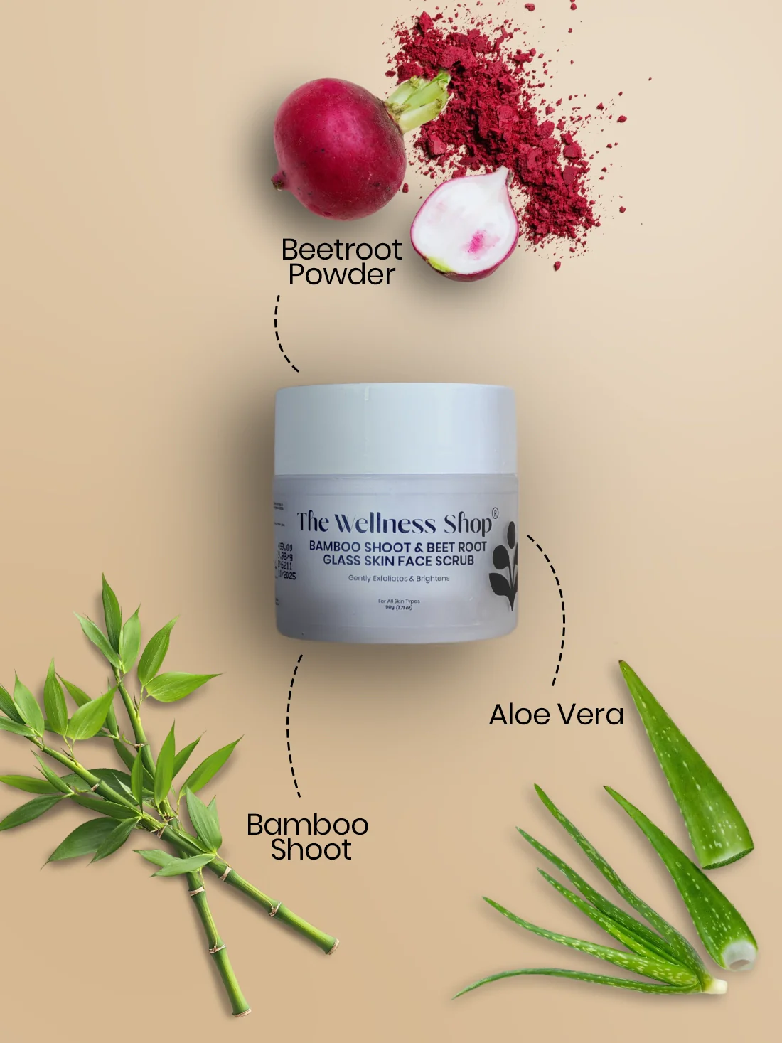 Bamboo Shoot And Beetroot Glass Skin Face Scrub - Image 6