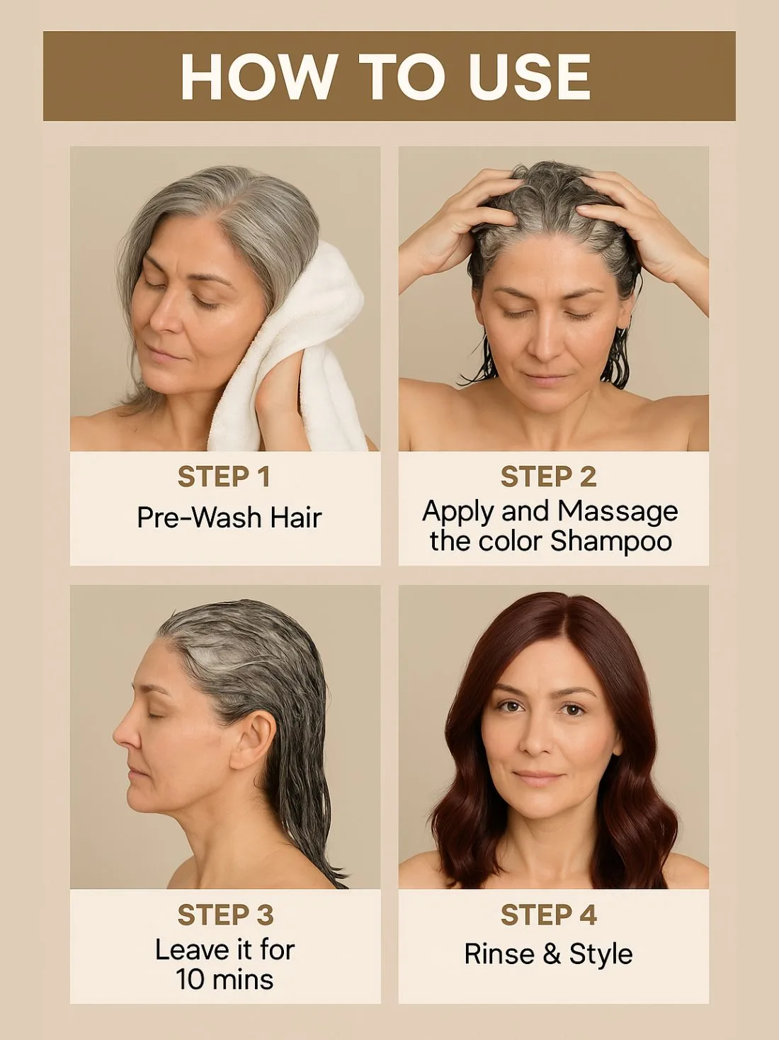 Instant Brown Hair Colouring Shampoo + Conditioner - 75gm(No Paraben , No Ammonia , Lasts 3-4 Weeks) - Image 6