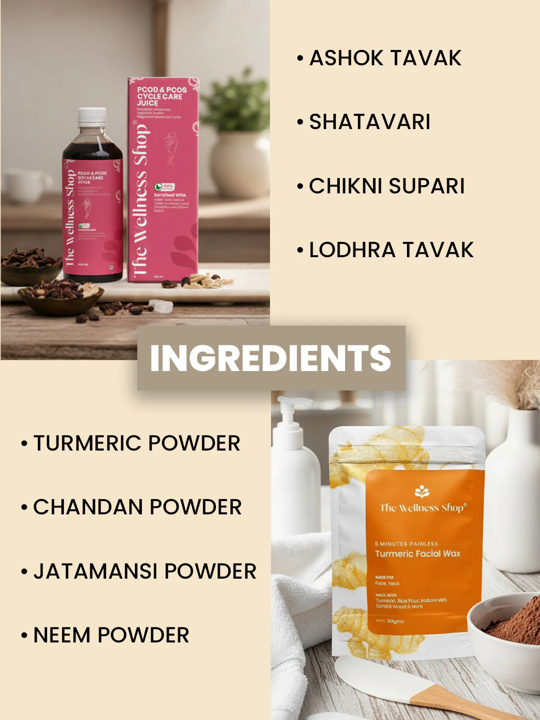 PCOS PCOD Reset Kit ( PCOS & PCOD Cycle Care Juice , Turmeric Facial Wax Powder) - Image 4