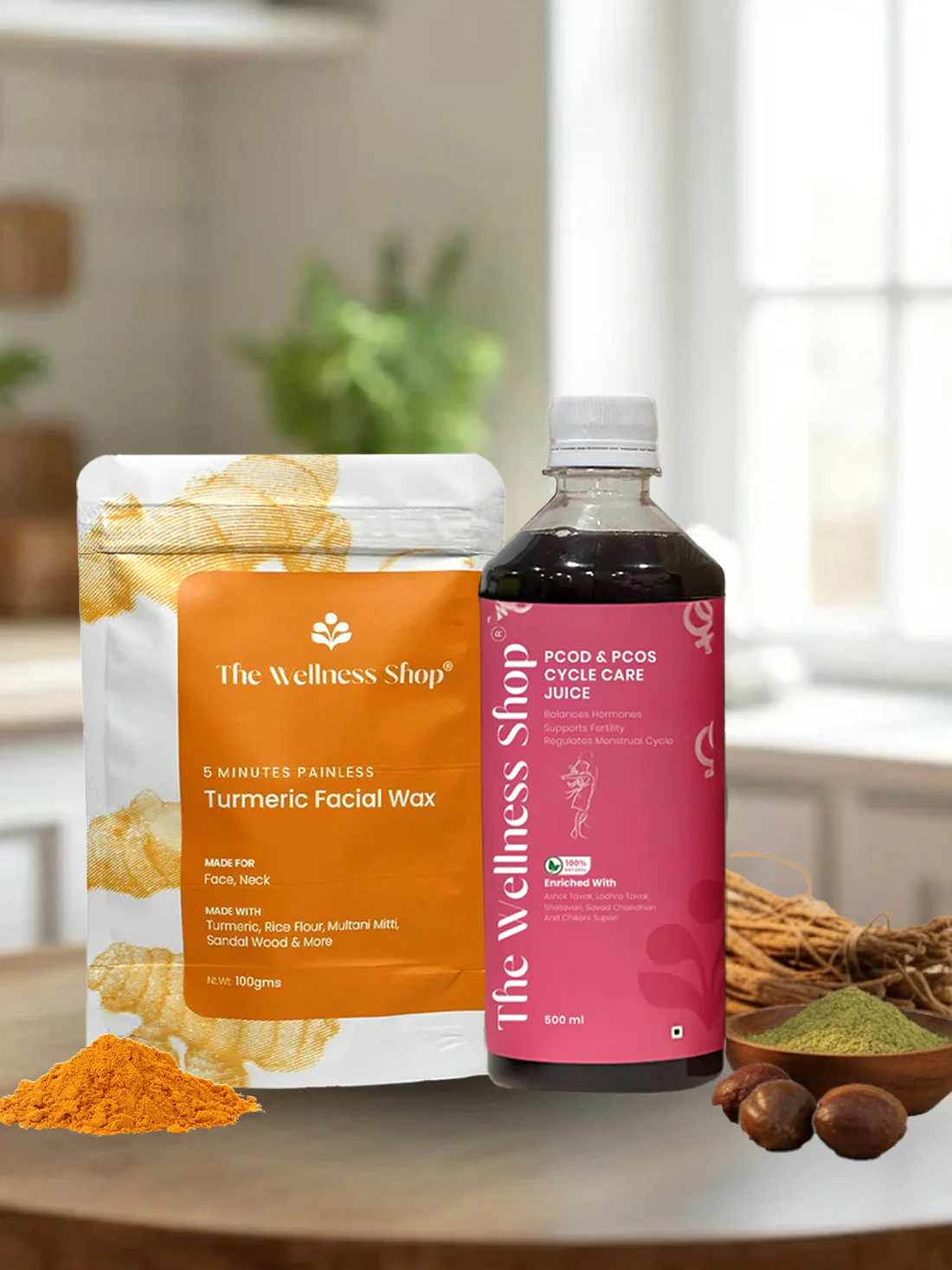 PCOS PCOD Reset Kit ( PCOS & PCOD Cycle Care Juice , Turmeric Facial Wax Powder) - Image 5